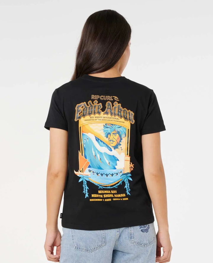 RIP CURL EDDIE WOULD GO STANDARD WOMENS TEE - BLACK