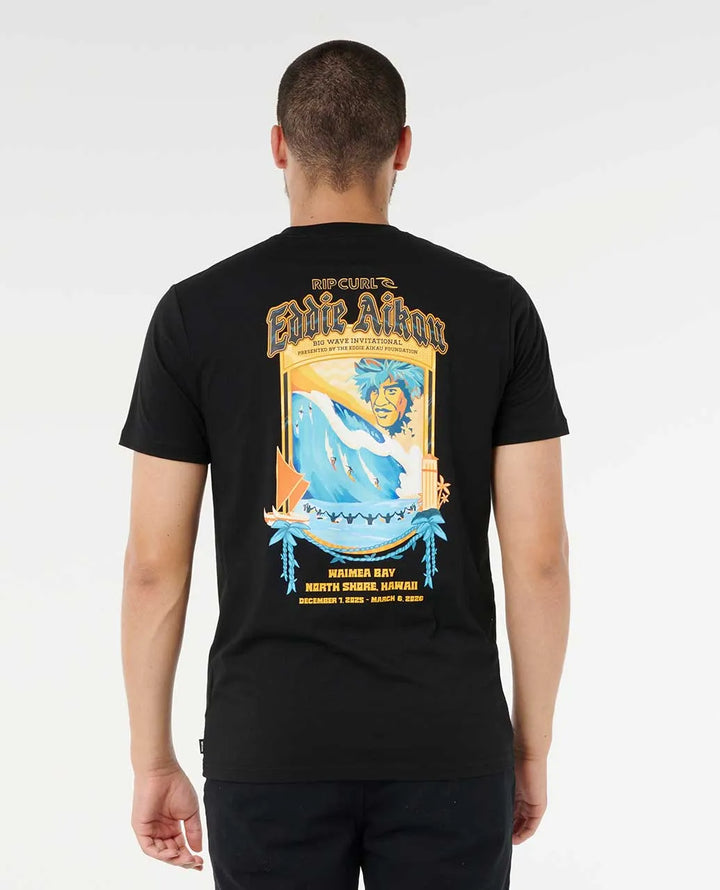 RIP CURL EDDIE WOULD GO POSTER ART TEE - BLACK