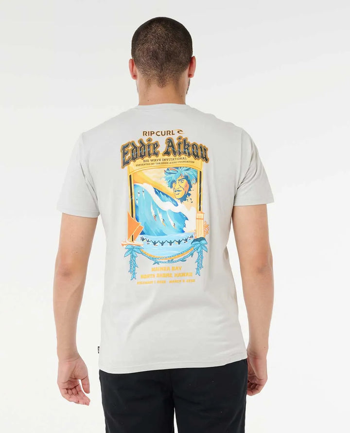RIP CURL EDDIE WOULD GO POSTER ART TEE - SILVER