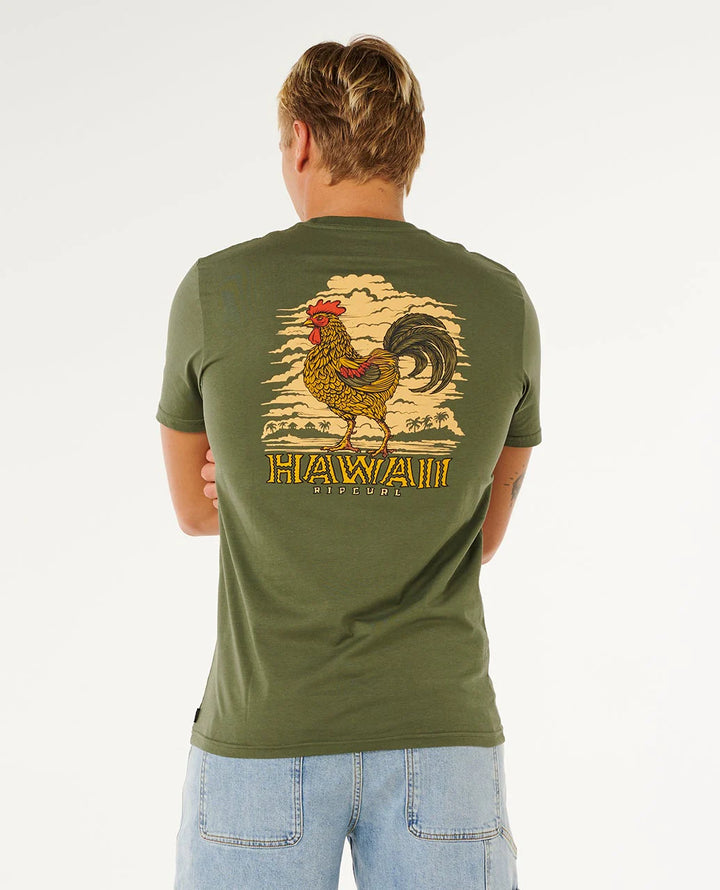 RIP CURL HAWAII ROOSTER TEE - MILITARY GREEN