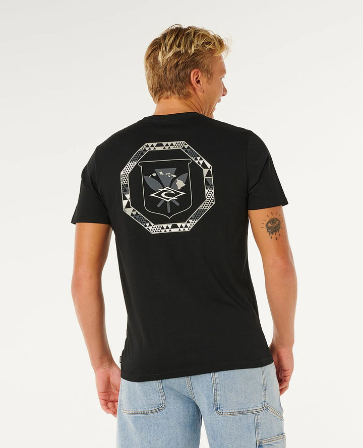RIP CURL HAWAII TAPA HEX TEE - BLACK
