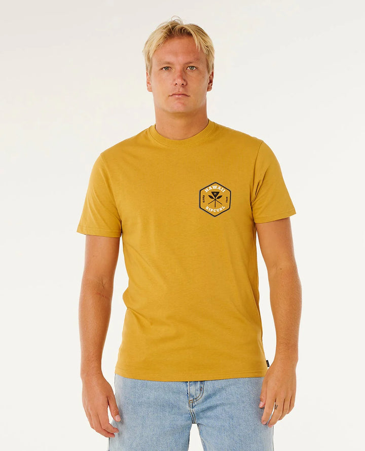 RIP CURL HAWAII BADGE TEE - MUSTARD