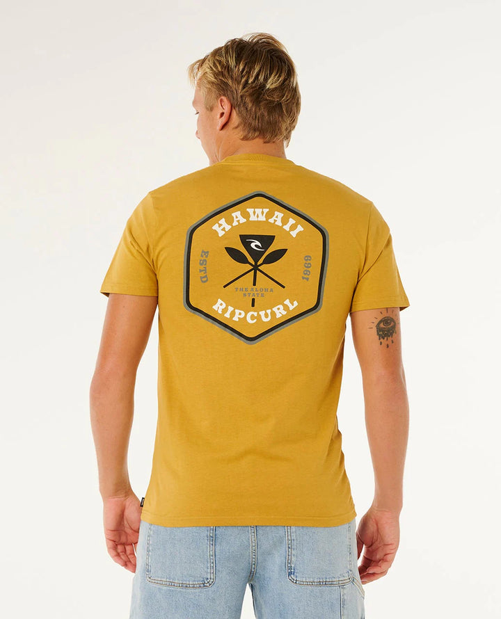 RIP CURL HAWAII BADGE TEE - MUSTARD