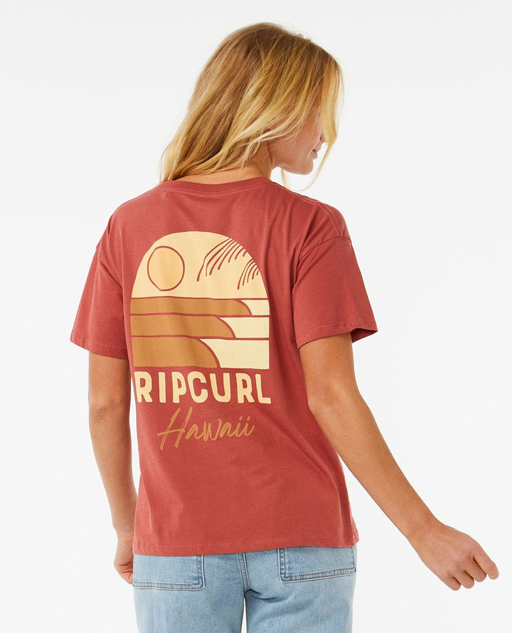 RIP CURL LINE UP RELAXED WOMENS TEE - MAROON