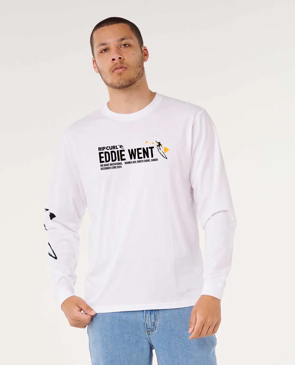 RIP CURL EDDIE WENT PHOTO LONG SLEEVE TEE - WHITE