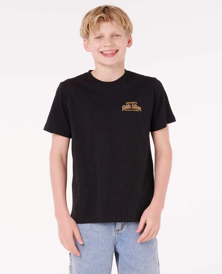 RIP CURL EDDIE WOULD GO POSTER ART YOUTH TEE - BLACK