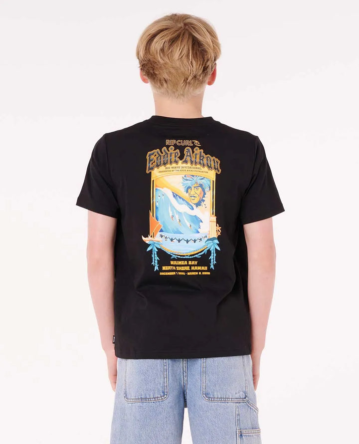 RIP CURL EDDIE WOULD GO POSTER ART YOUTH TEE - BLACK