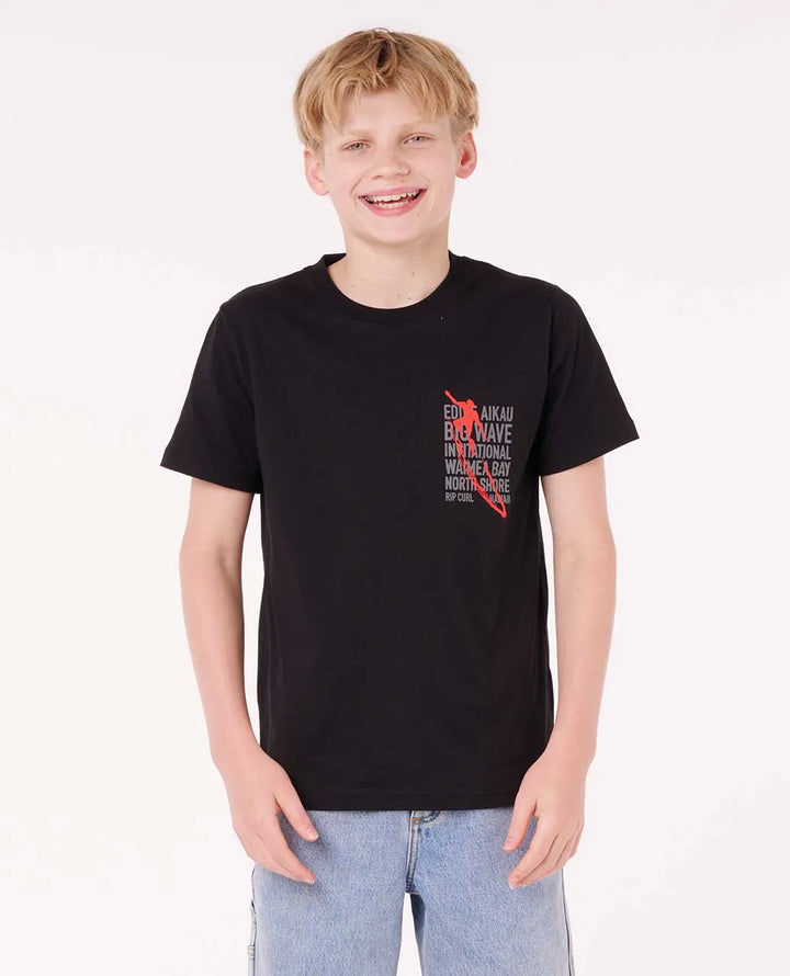 RIP CURL EDDIE WOULD GO PETRO YOUTH TEE - BLACK