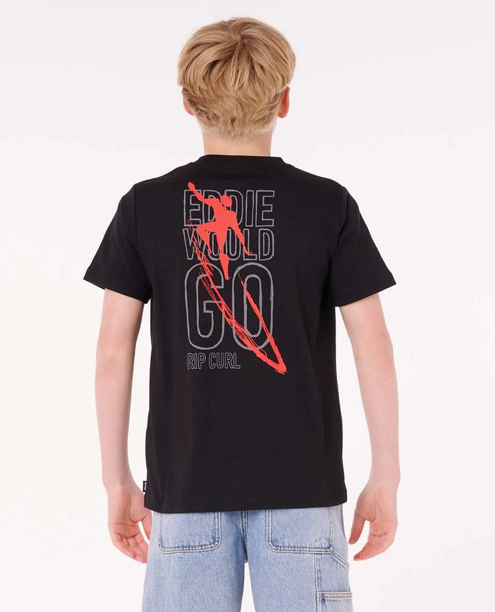 RIP CURL EDDIE WOULD GO PETRO YOUTH TEE - BLACK