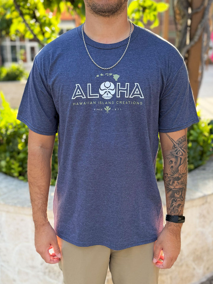 HIC ALOHA SINCE 71 TEE - HEATHER NAVY