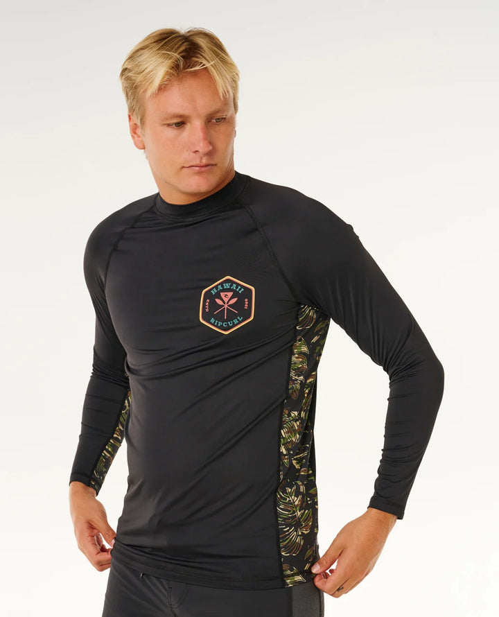 RIP CURL HAWAII BADGE UPF LONG SLEEVE LYCRA - BLACK/CAMO