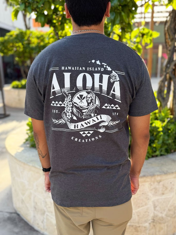 HIC ALOHA KAMEHAMEHA BIG BRADDAH TEE - CHARCOAL HEATHER