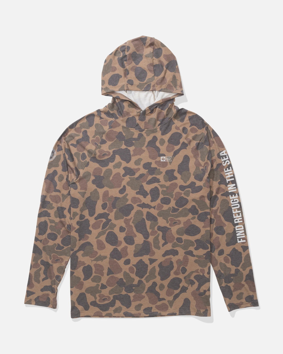 SALTY CREW MARINER LITE UV HOODED LYCRA SHIRT - TAN CAMO