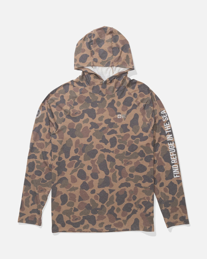 SALTY CREW MARINER LITE UV HOODED LYCRA SHIRT - TAN CAMO