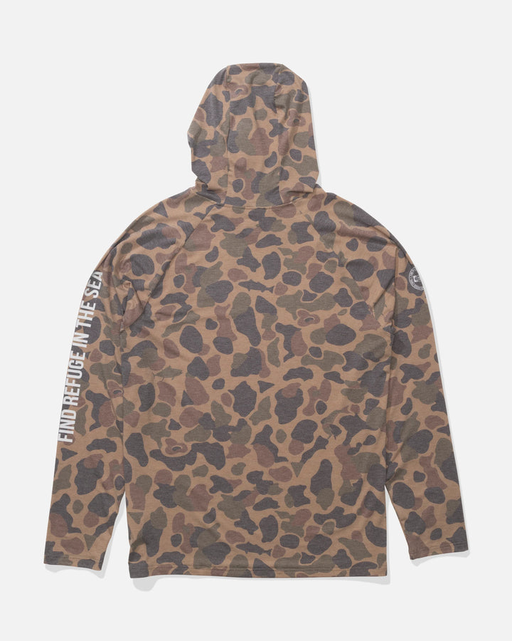 SALTY CREW MARINER LITE UV HOODED LYCRA SHIRT - TAN CAMO