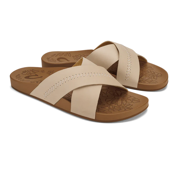 OLUKAI KIPE`A OLU WOMENS SLIDE - PUKA/TAN