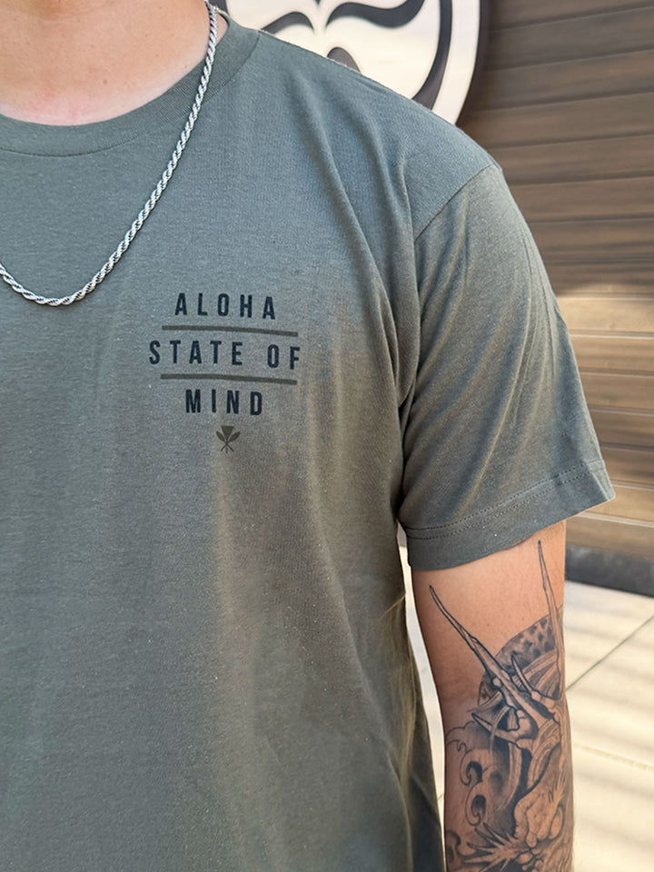 HIC ALOHA STATE OF MIND TEE - MILITARY GREEN