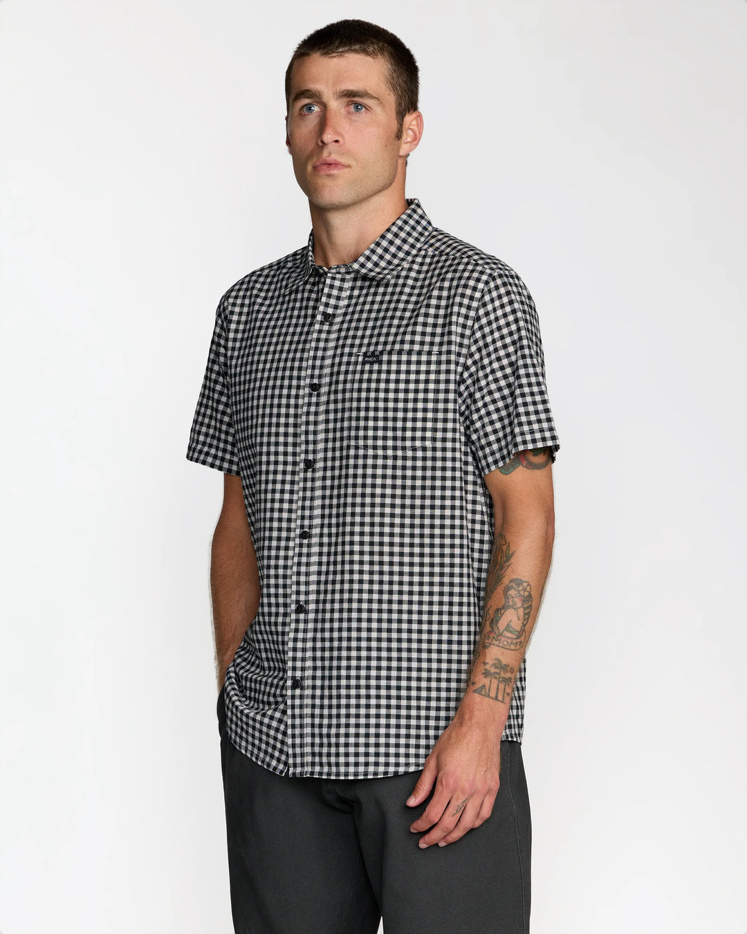 Overspray Short Sleeve Shirt - RVCA Black White / S Overspray Short Sleeve Shirt - RVCA Black White / S