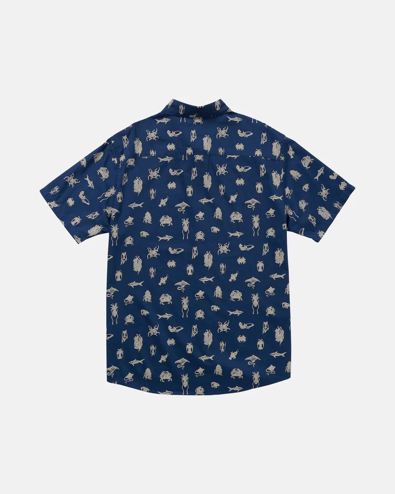 RVCA SEA LIFE BUTTON DOWN SHIRT - ROYAL