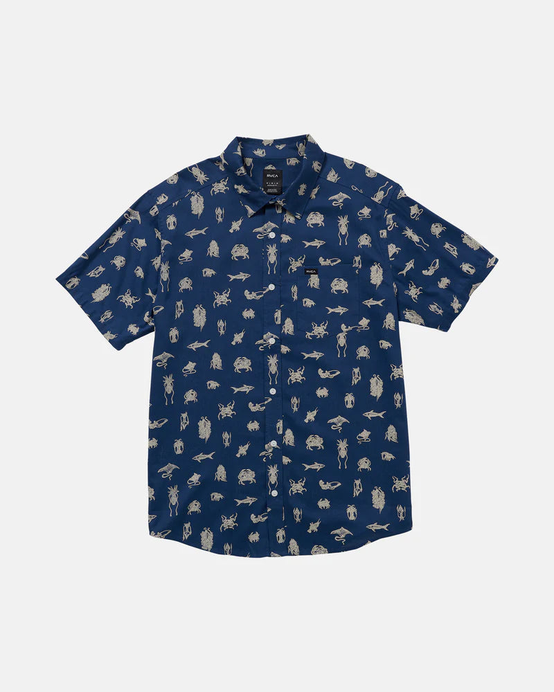 新品 RVCA ハワイアンシャツ RVCA（ルーカ）の「RVCA メンズ BLUE CRANE SS ショートスリーブ