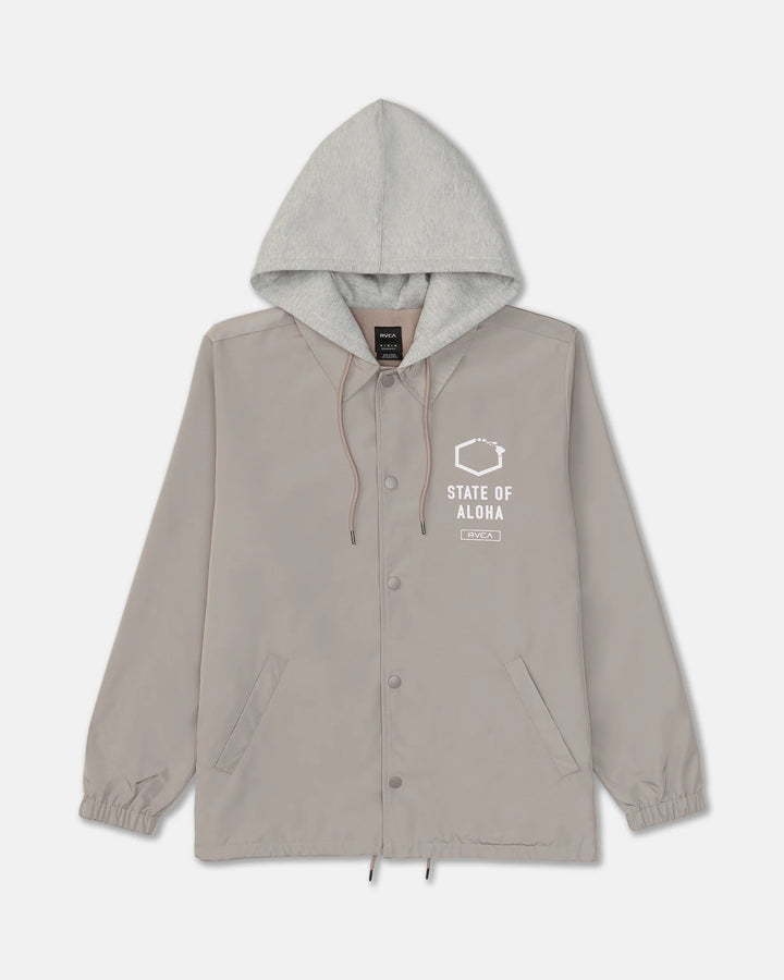 RVCA ISLAND HEX COACHES JACKET - BROWN STONE (BRS)