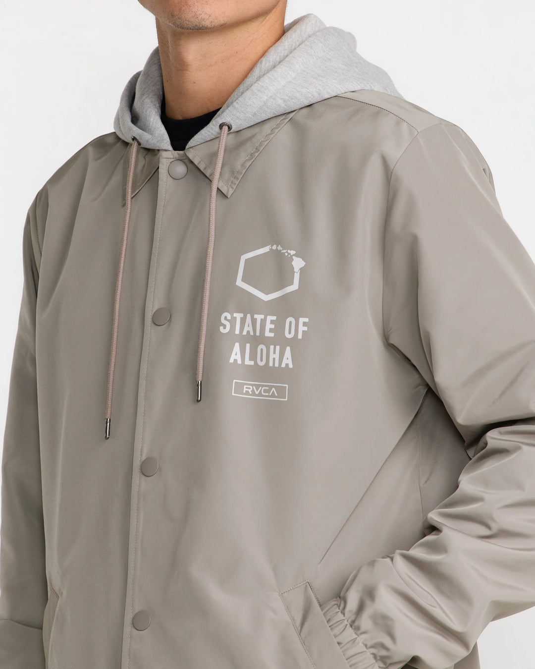 RVCA ISLAND HEX COACHES JACKET - BROWN STONE (BRS)