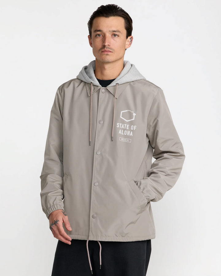 RVCA ISLAND HEX COACHES JACKET - BROWN STONE (BRS)