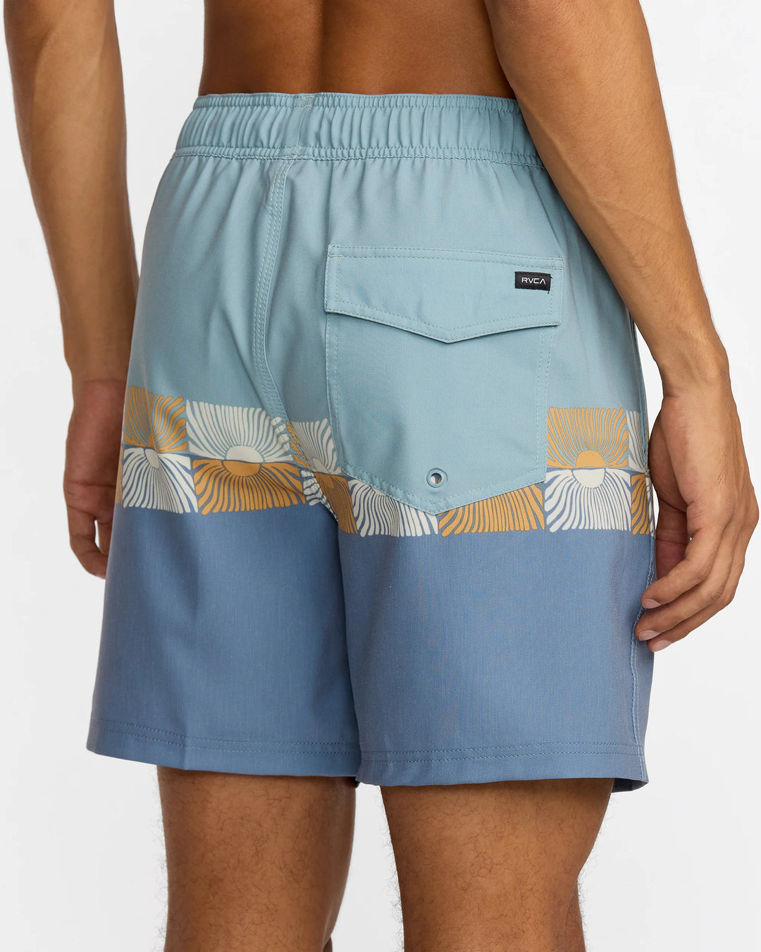 RVCA HAWAII SUNSET 17" ELASTIC WAIST SHORT - DARK DENIM BLUE