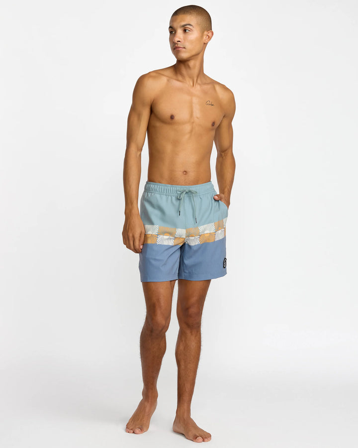 RVCA HAWAII SUNSET 17" ELASTIC WAIST SHORT - DARK DENIM BLUE