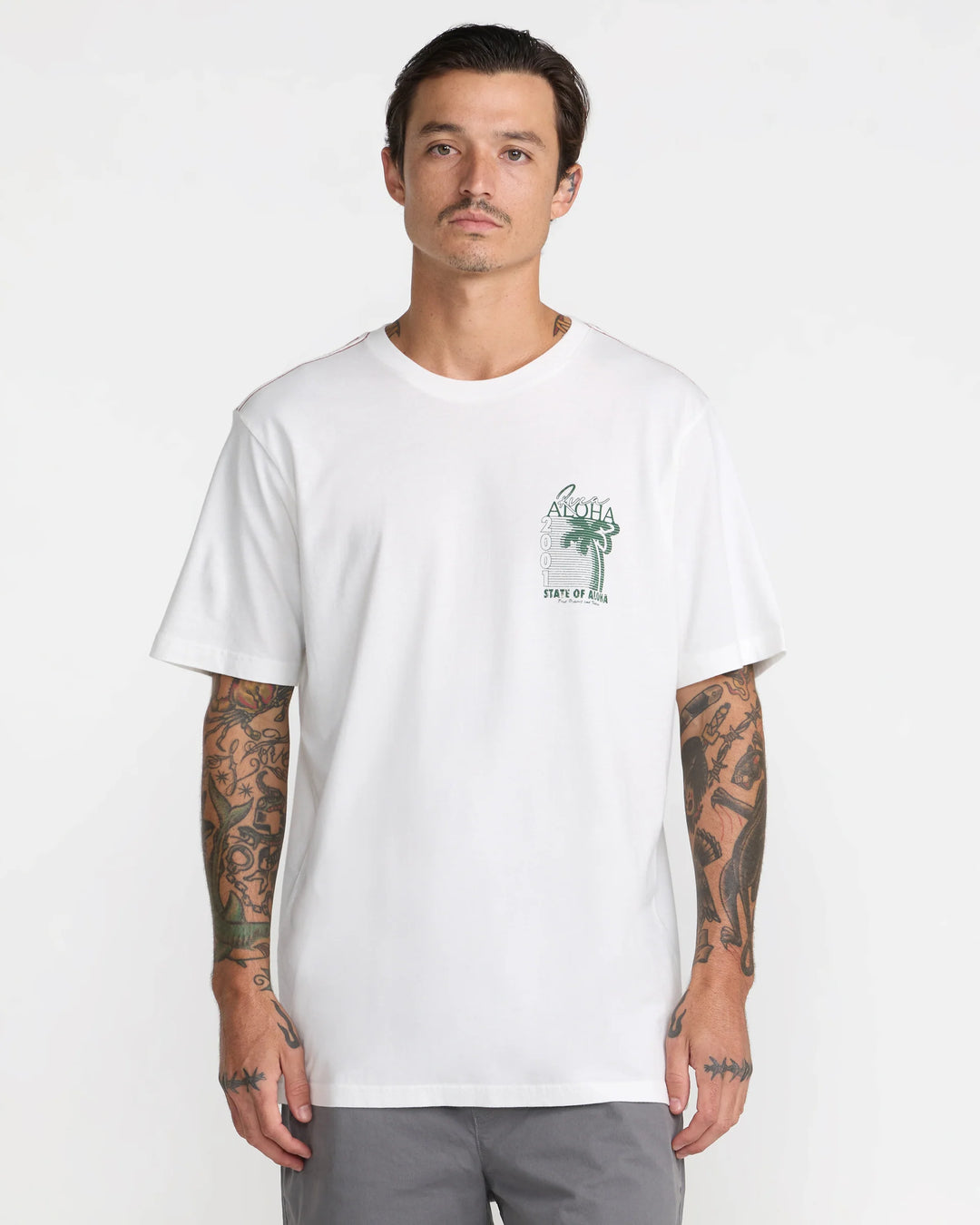 RVCA PALM ROW TEE - ANTIQUE WHITE
