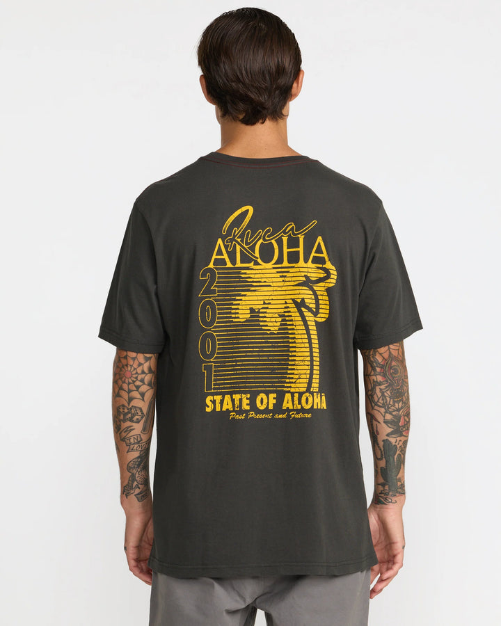 RVCA PALM ROW TEE - PIRATE BLACK