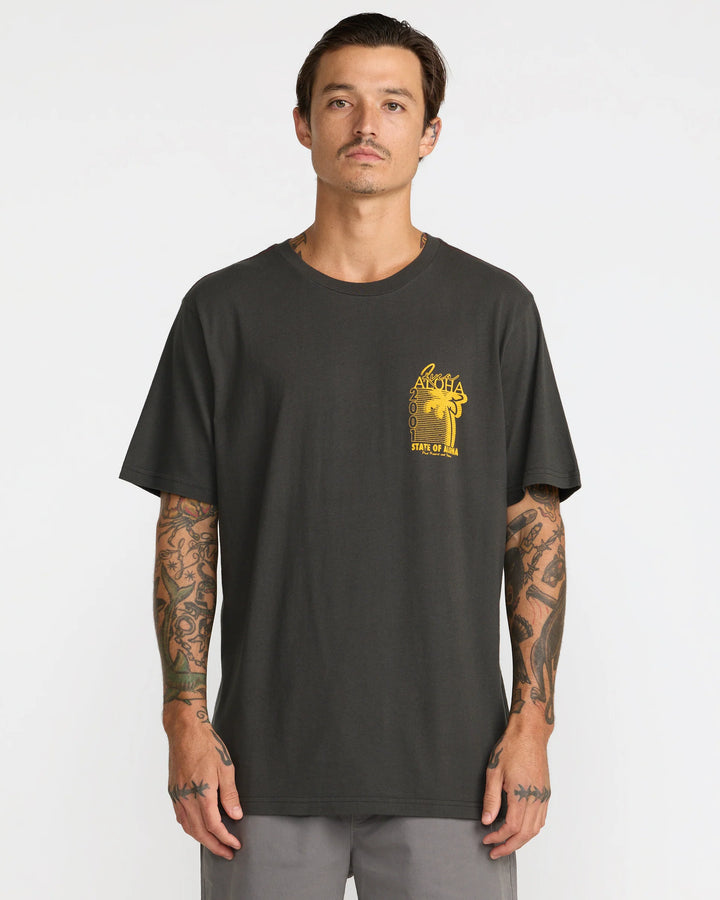 RVCA PALM ROW TEE - PIRATE BLACK