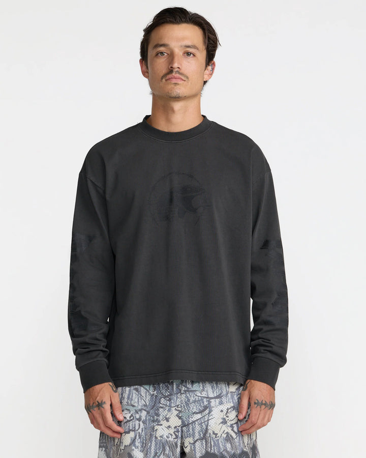 RVCA TAPOUT HEAVYWEIGHT LONG SLEEVE TEE - BLACK