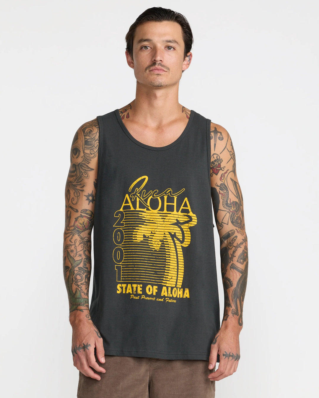 RVCA PALM ROW TANK - PIRATE BLACK