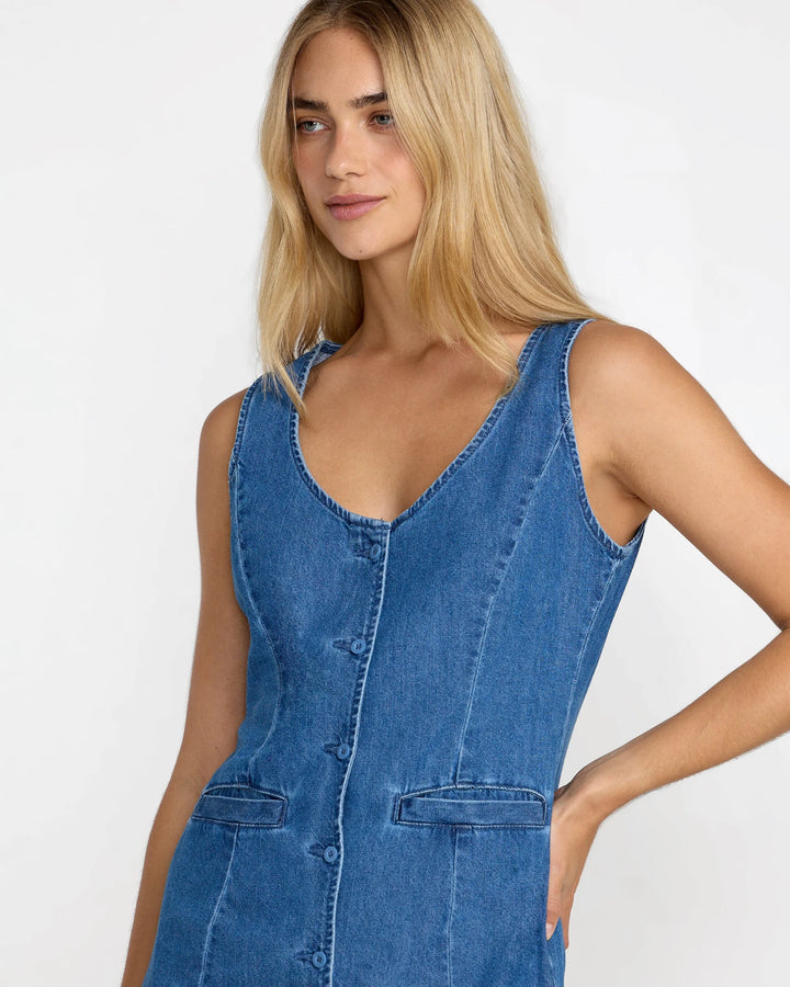 RVCA LAINEY MINI DRESS - CRYSTAL BLUE (CRY)