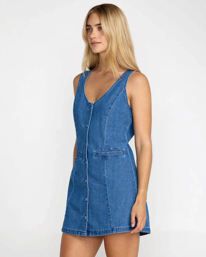RVCA LAINEY MINI DRESS - CRYSTAL BLUE (CRY)