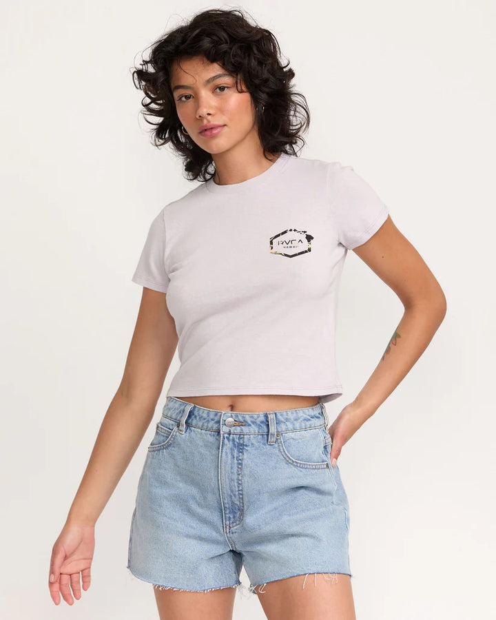 RVCA HAWAII HEX 411 WOMENS TEE - GRAY