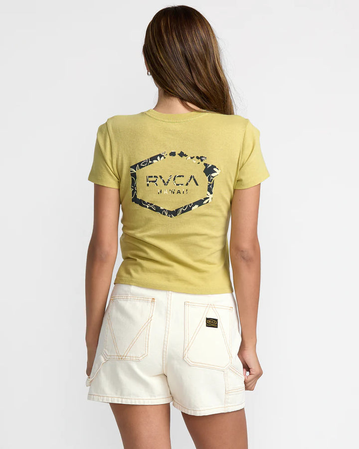 RVCA HAWAII HEX 411 WOMENS TEE - THYME GREEN (TYM)