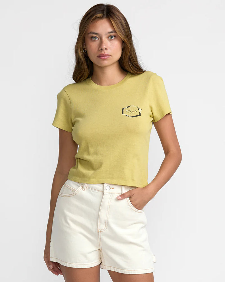 RVCA HAWAII HEX 411 WOMENS TEE - THYME GREEN (TYM)