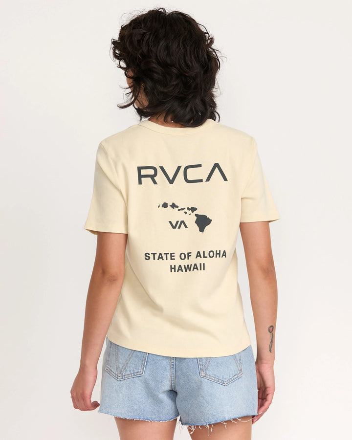 RVCA STATE OF ALOHA DAILY WOMENS TEE - CREAM