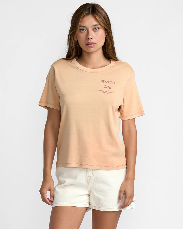 RVCA STATE OF ALOHA DAILY TEE - EARTH PINK (EPK)