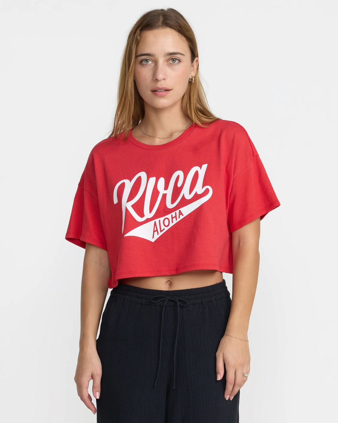 RVCA GAME DAY BOXY CROP WOMENS TEE - BAJA RED