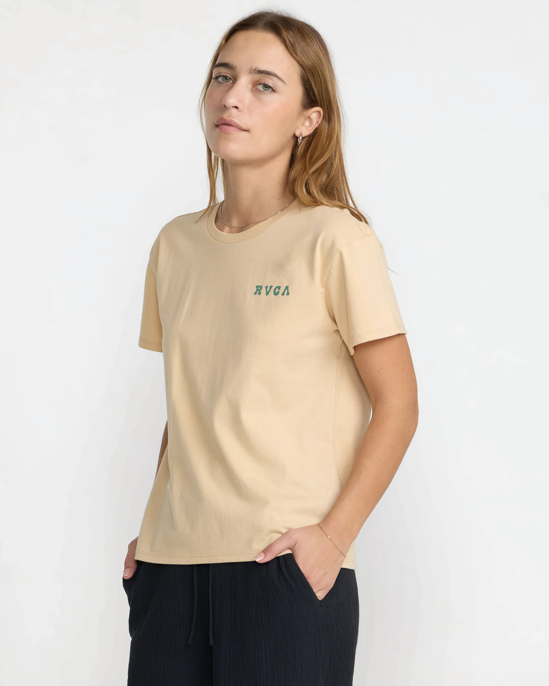 RVCA HAPPY HIBISCUS RELAXED WOMENS TEE - LIGHT TAN