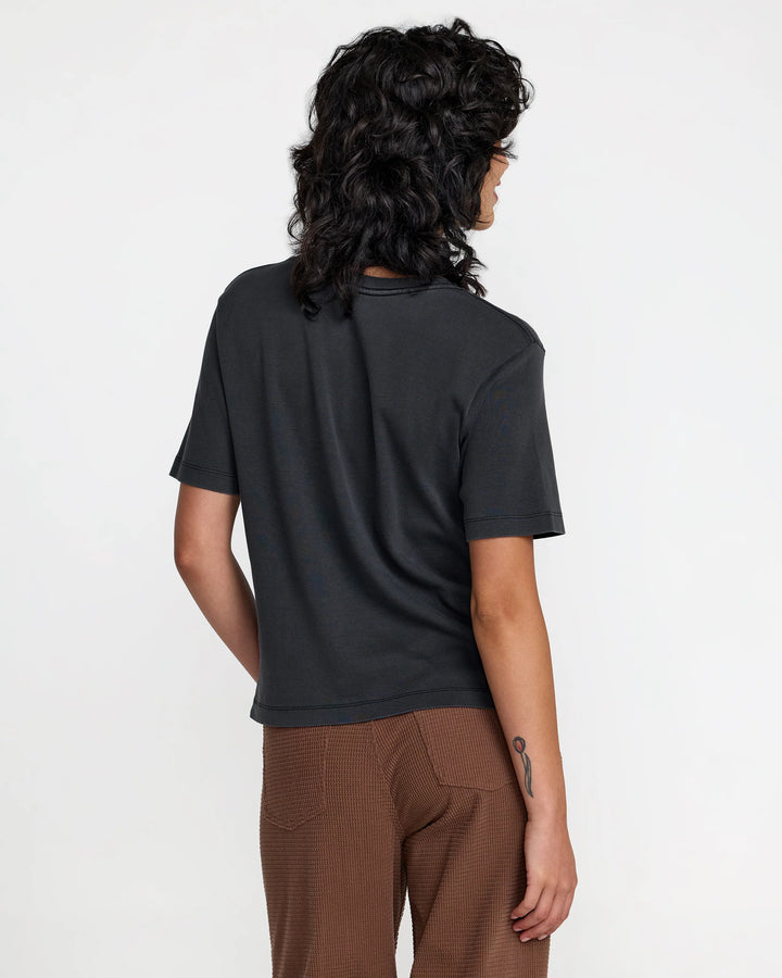 RVCA HAWAII ICON WOMENS TEE - WASHED BLACK (WAA)