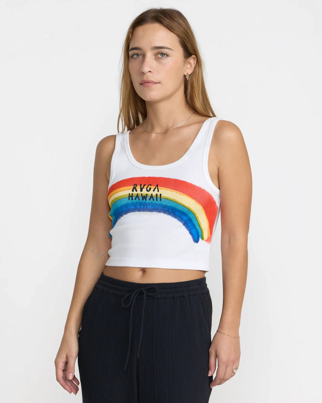 RVCA RAINBOW SPRAY SCOOP WOMENS TANK - WHISPER WHITE