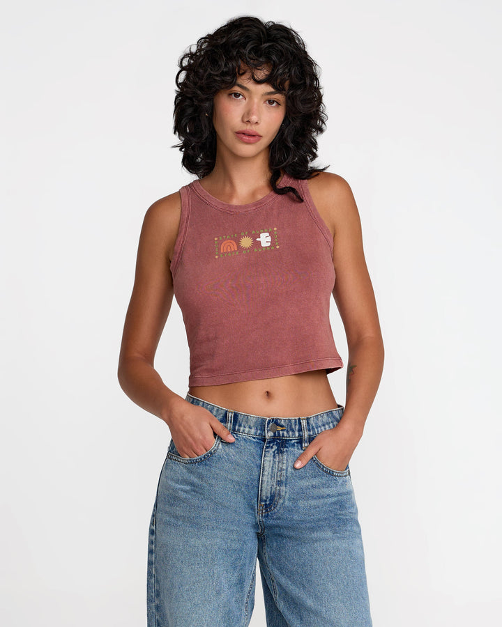 RVCA HAWAII II FLOW WOMENS TANK - MAHOGONY (MAH)