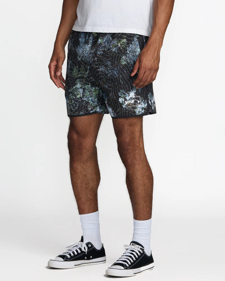 RVCA HAWAII YOGGER HYBRID TECH 17" SHORT - BLACK