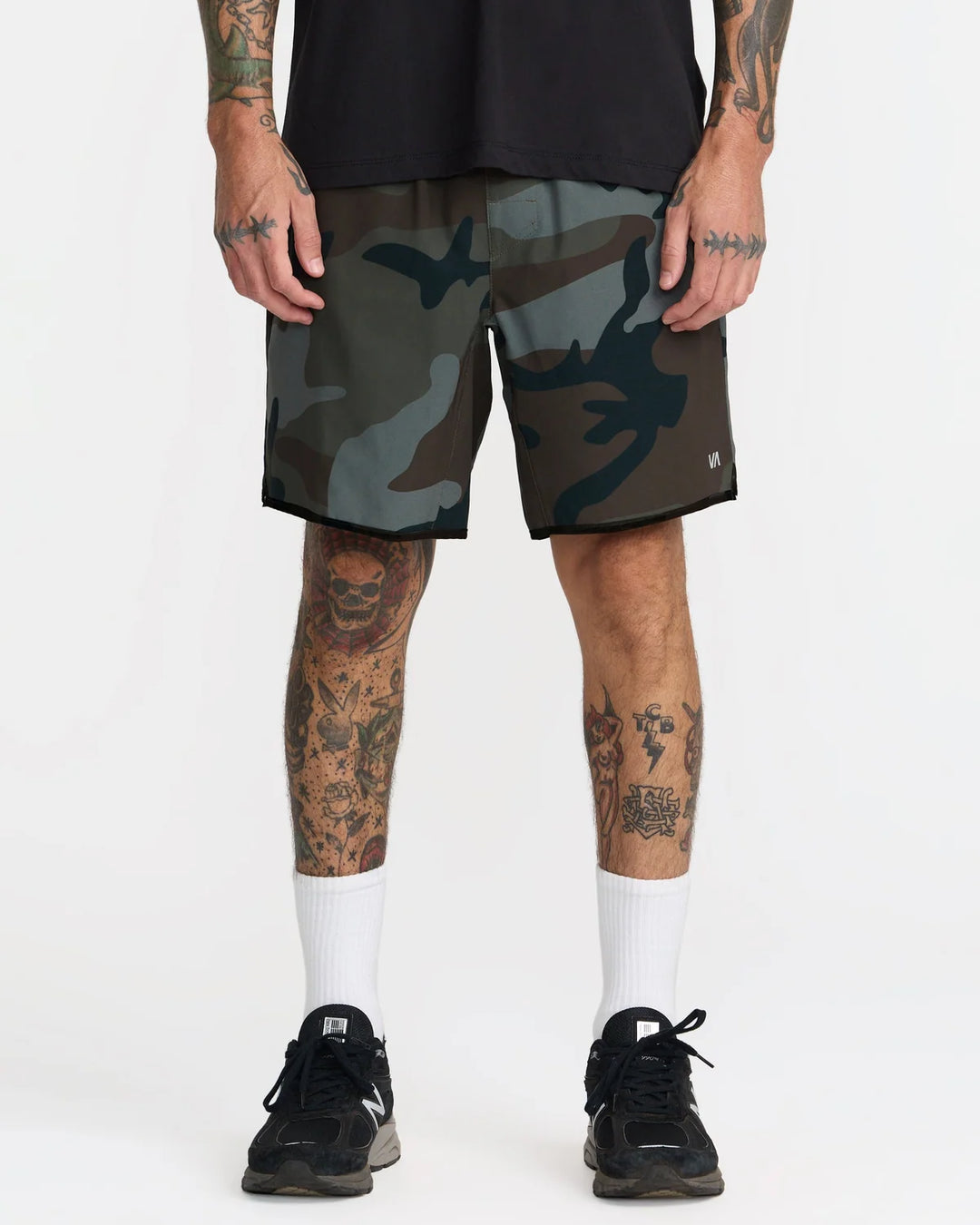 RVCA YOGGER STRETCH CONTRAST 17" SHORT - GREEN CAMO (GNR6)