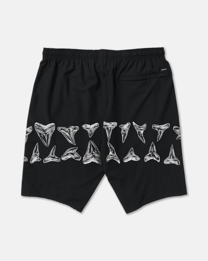 RVCA YOGGER STRETCH HAWAII 17 SHORTS - BLACK (SHARK TEETH)