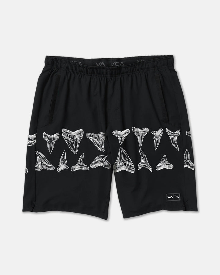 RVCA YOGGER STRETCH HAWAII 17 SHORTS - BLACK (SHARK TEETH)